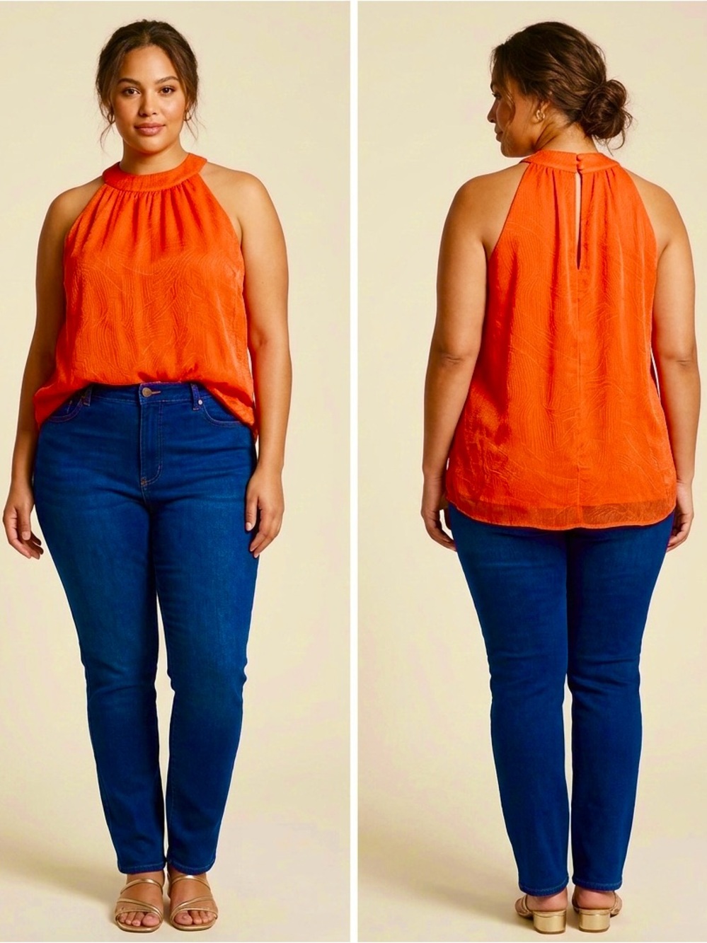 Cato plus-size sheer pleated halter neck top with a crinkled texture Size 22/24W